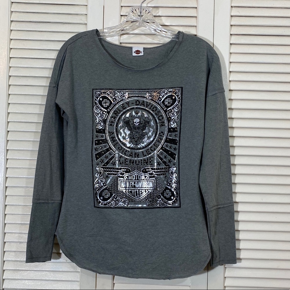 Harley Davidson Long Sleeve Metallic Logo Tee